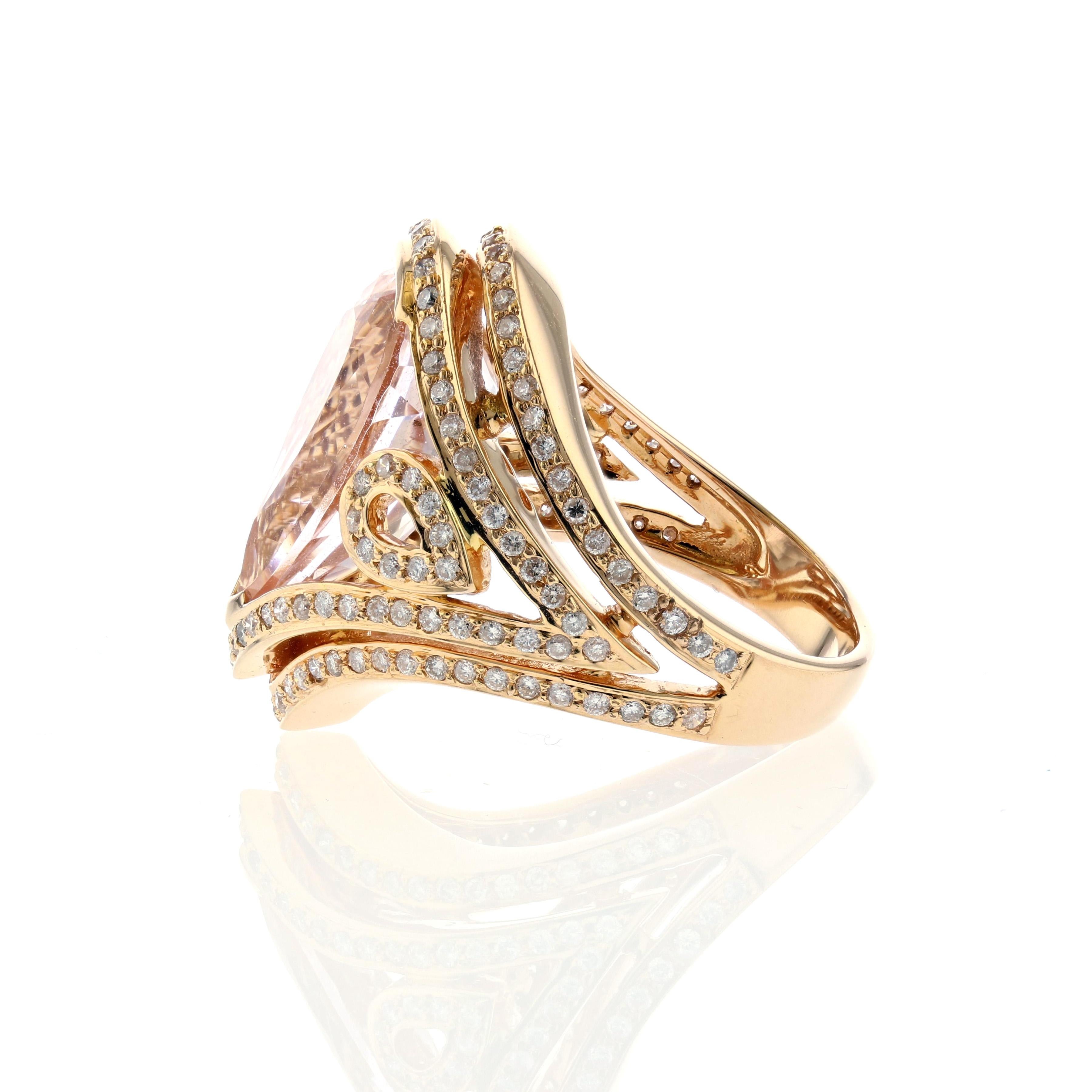 rose gold morganite and diamond ring