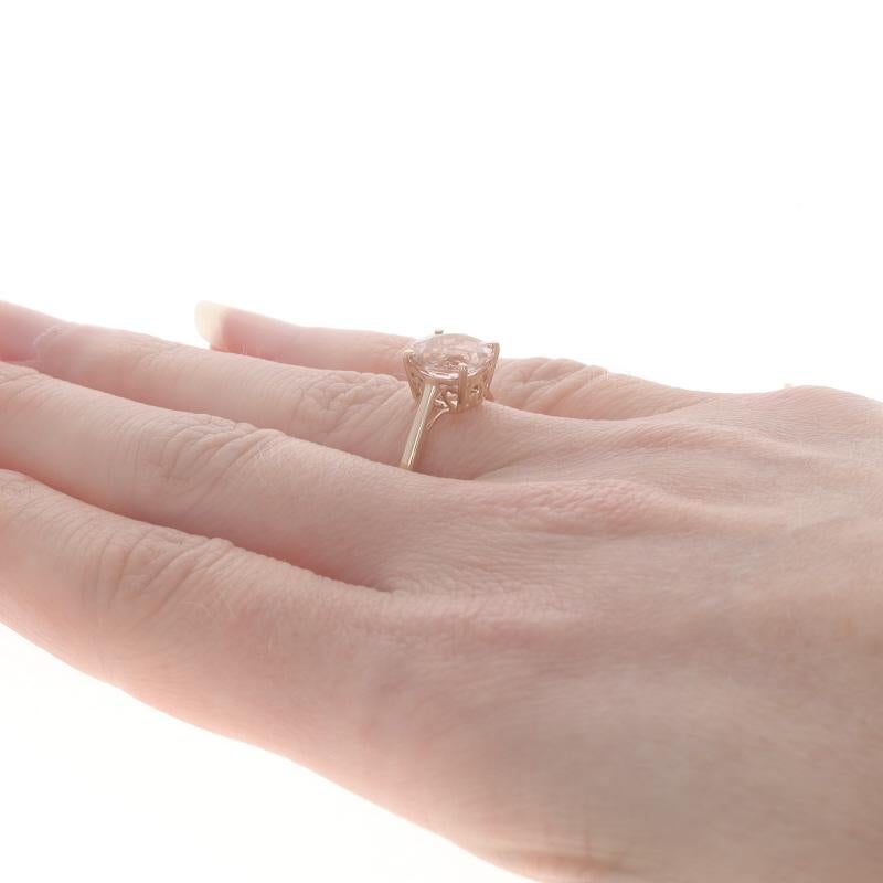Rose Gold Morganite Solitaire Ring - 10k Round 2.08ct Engagement In Excellent Condition In Greensboro, NC