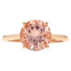 Rose Gold Morganite Solitaire Ring - 10k Round 2.08ct Engagement