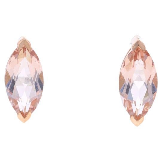 Clous d'oreilles Morganite en or rose 10 carats Marquise 1,60 carat percé