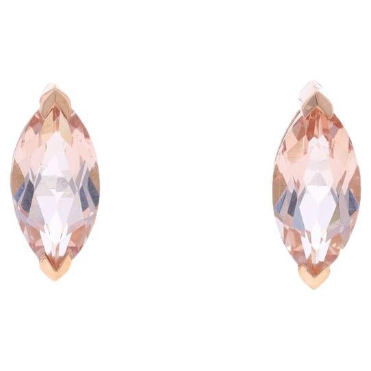Orecchini pendenti in oro rosa con morganite - 10k Marquise 1.60ctw Pierced in vendita