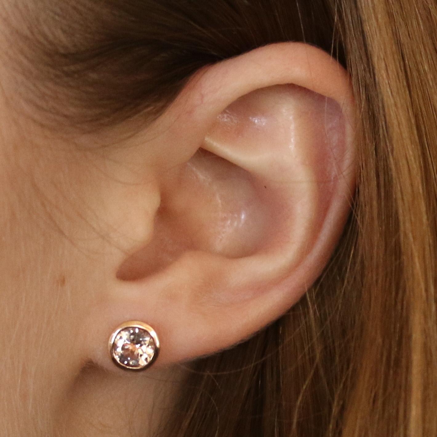 morganite stud earrings rose gold
