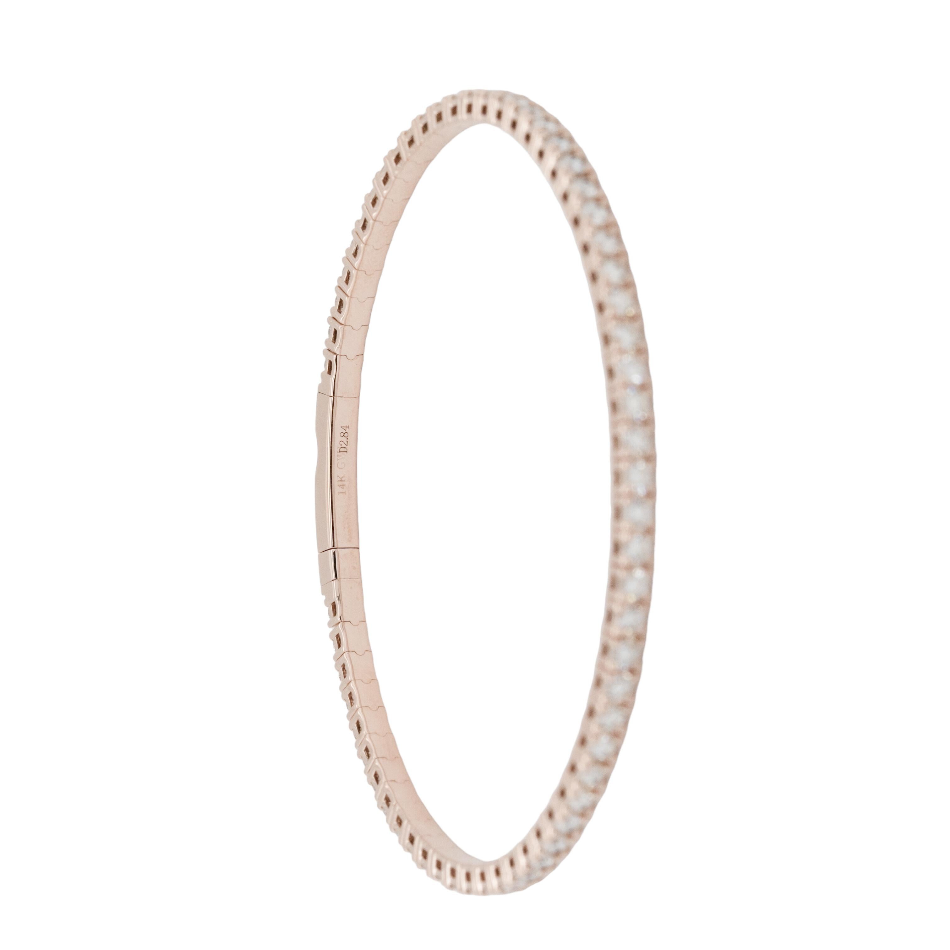 Brazalete elástico estilo tenis con diamantes naturales en oro rosa en venta 6