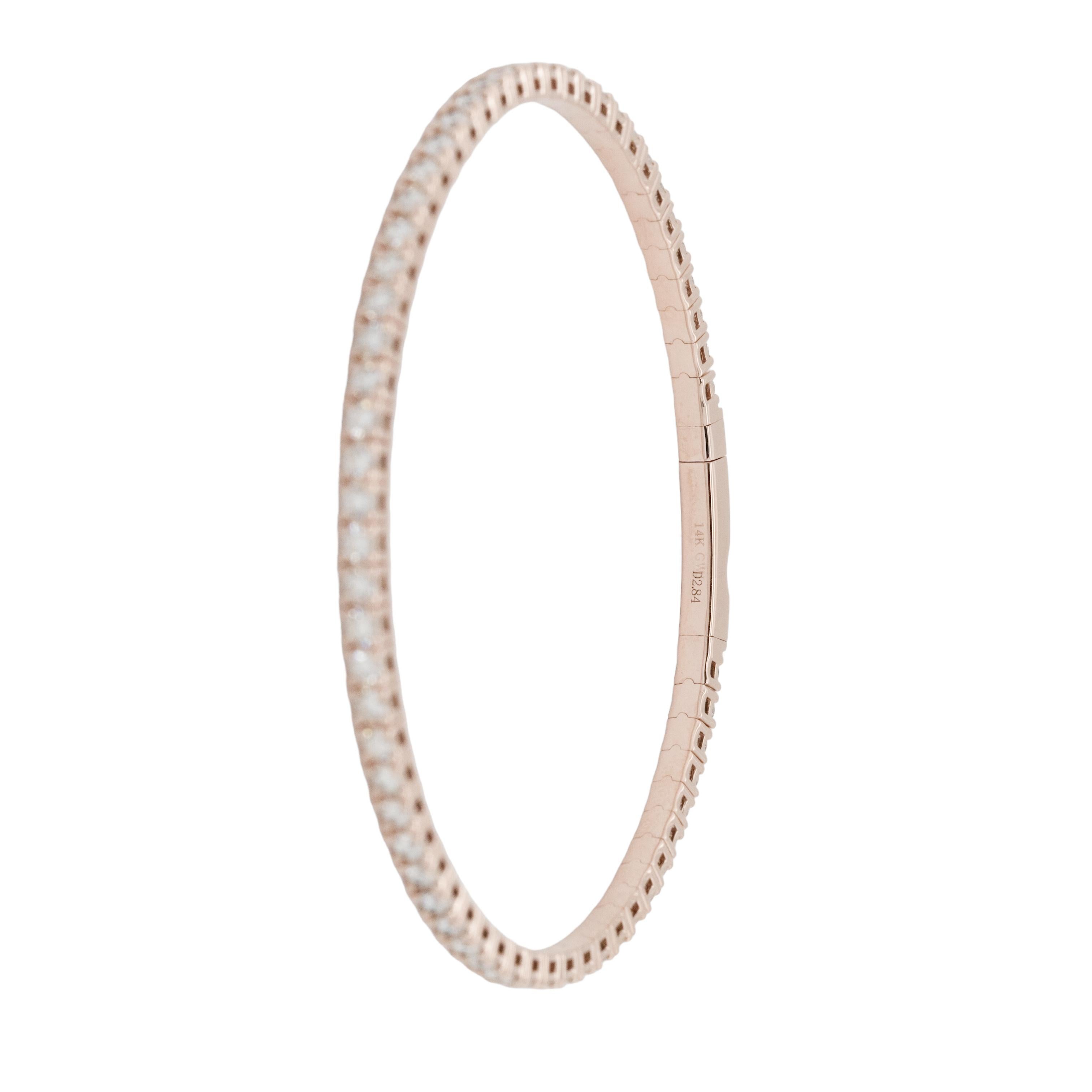 Brazalete elástico estilo tenis con diamantes naturales en oro rosa en venta 7