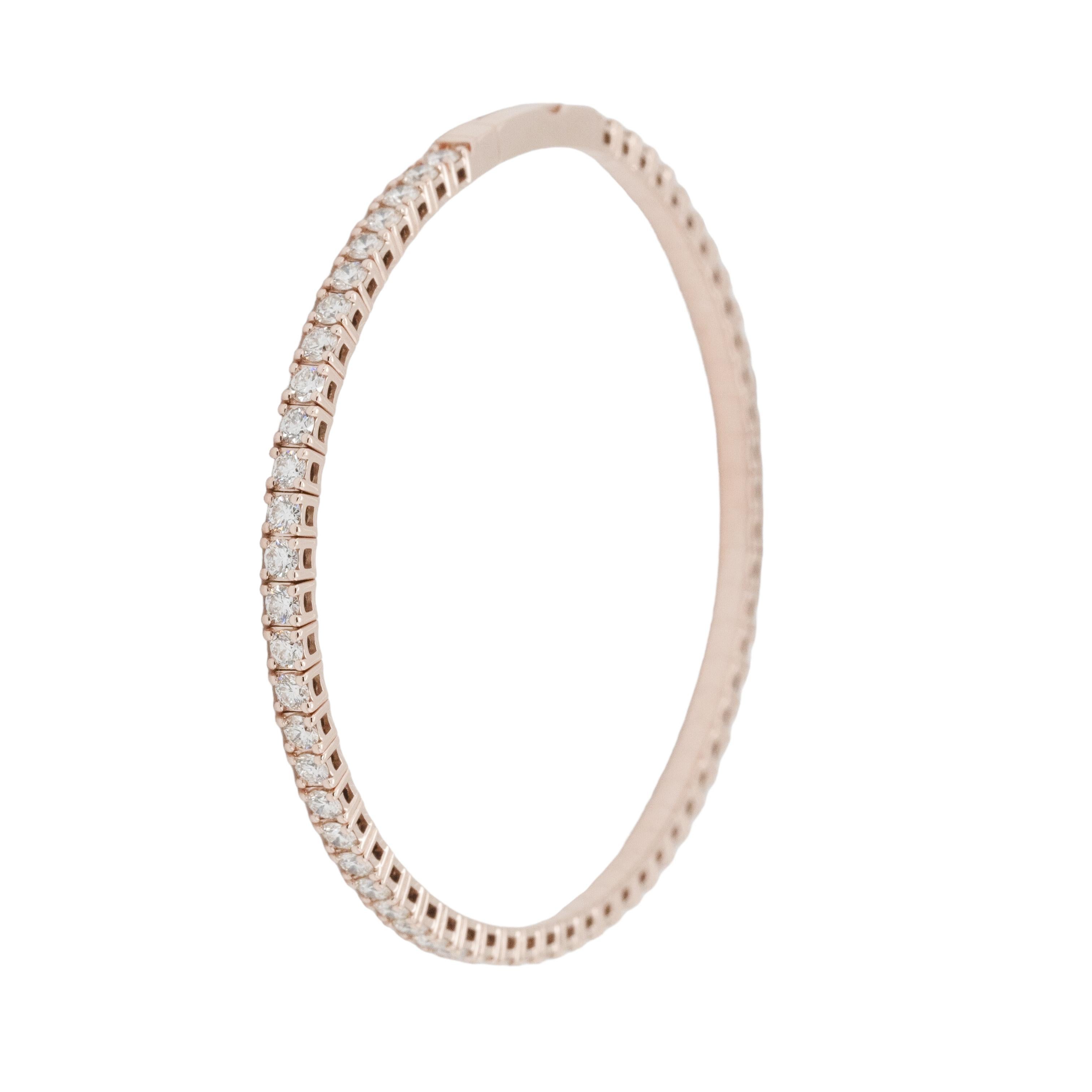 Brazalete elástico estilo tenis con diamantes naturales en oro rosa en venta 8