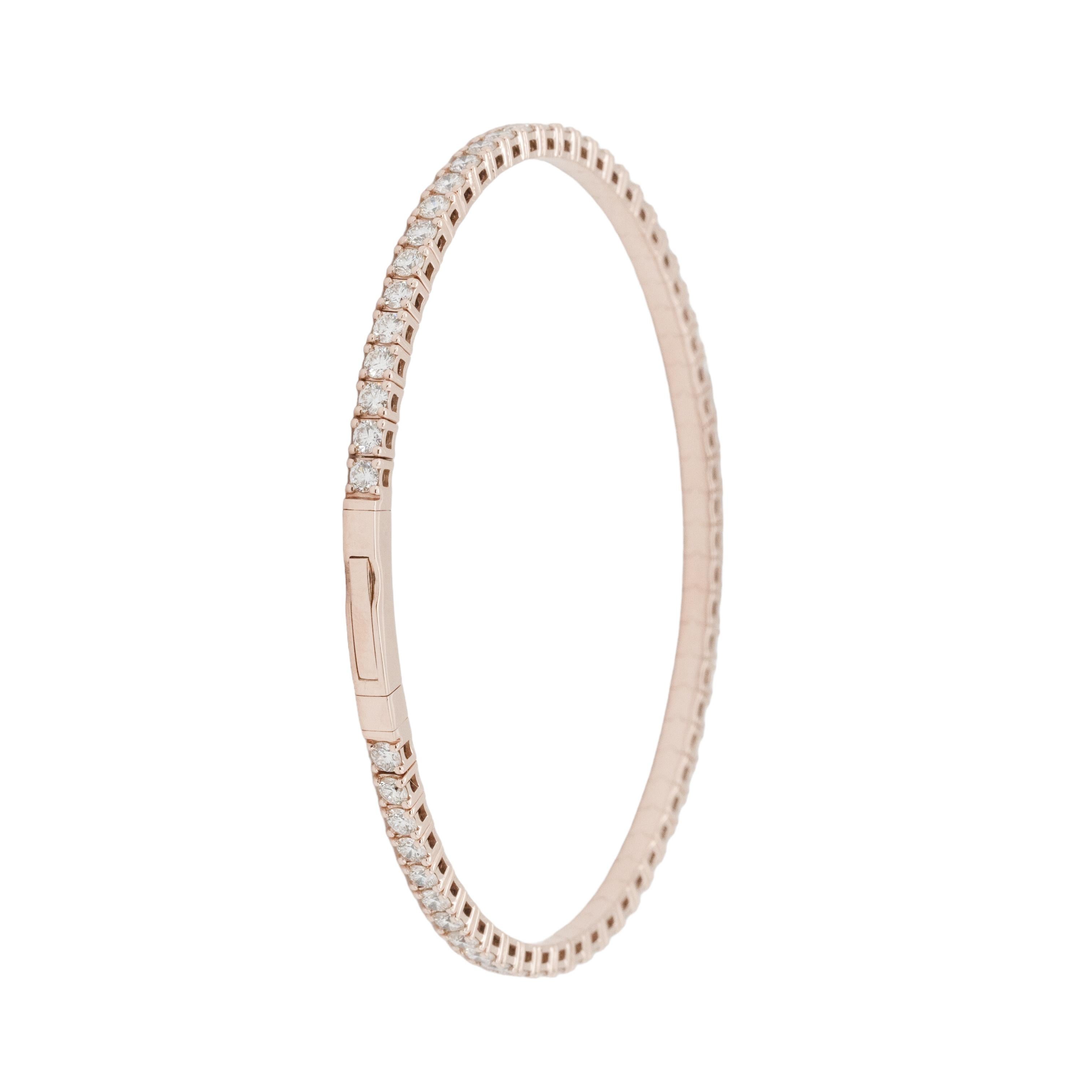 Brazalete elástico estilo tenis con diamantes naturales en oro rosa en venta 9