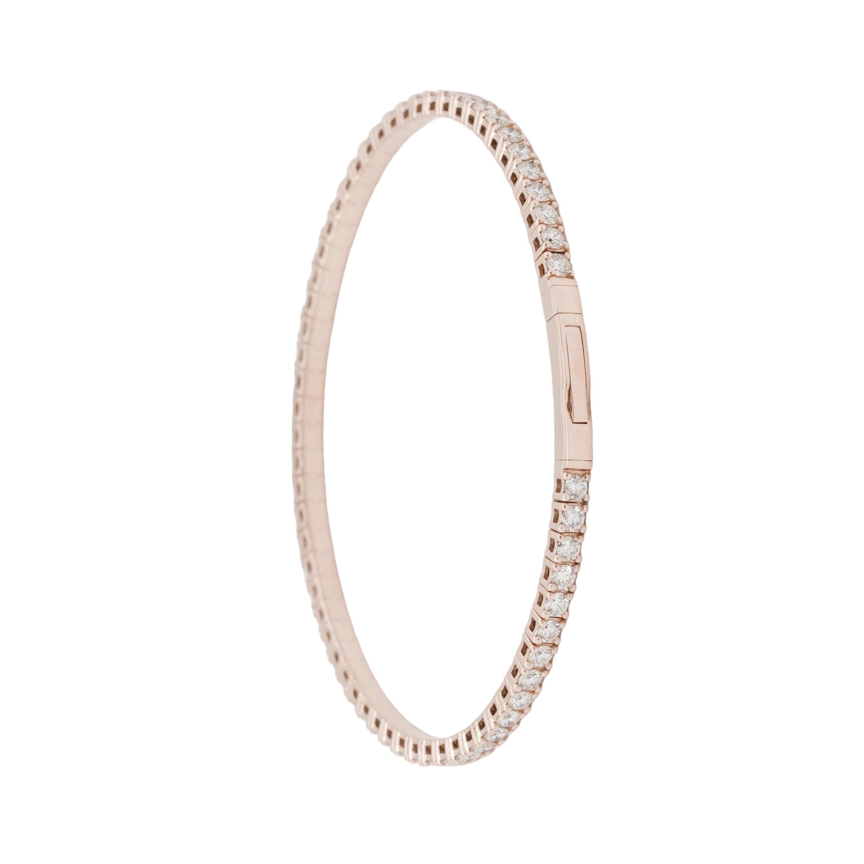Brazalete elástico estilo tenis con diamantes naturales en oro rosa en venta 10