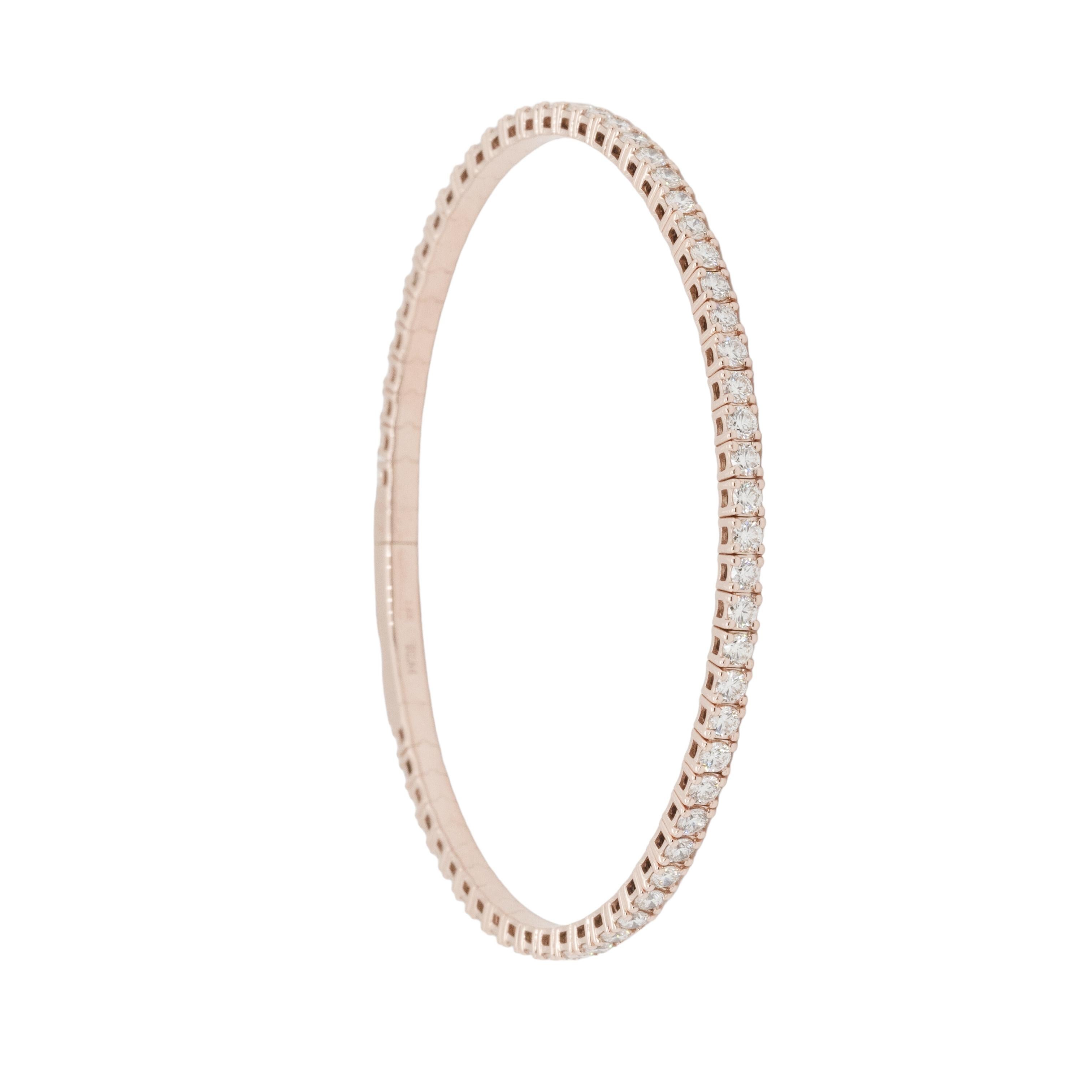 Brazalete elástico estilo tenis con diamantes naturales en oro rosa en venta 4