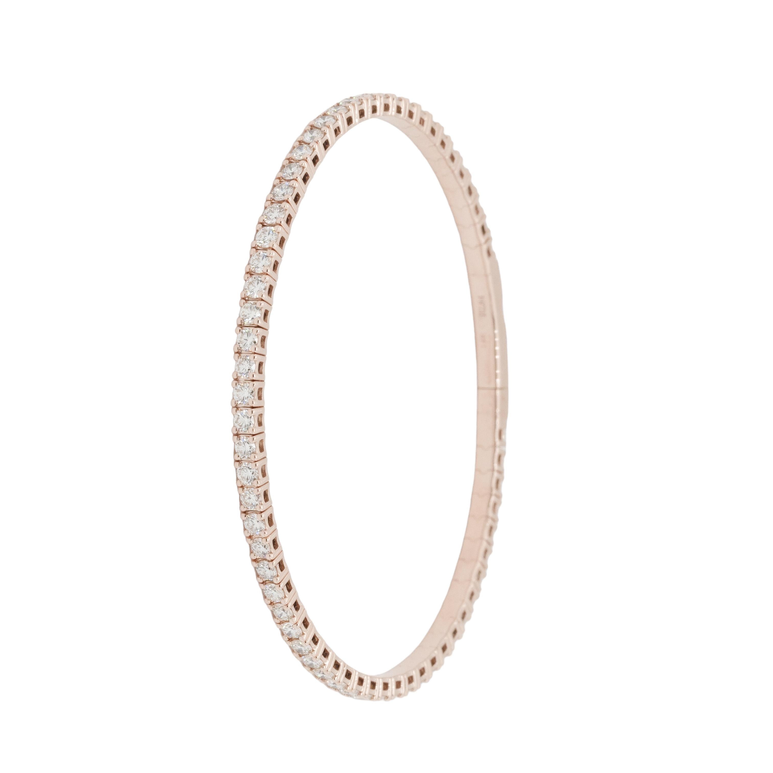 Brazalete elástico estilo tenis con diamantes naturales en oro rosa en venta 11