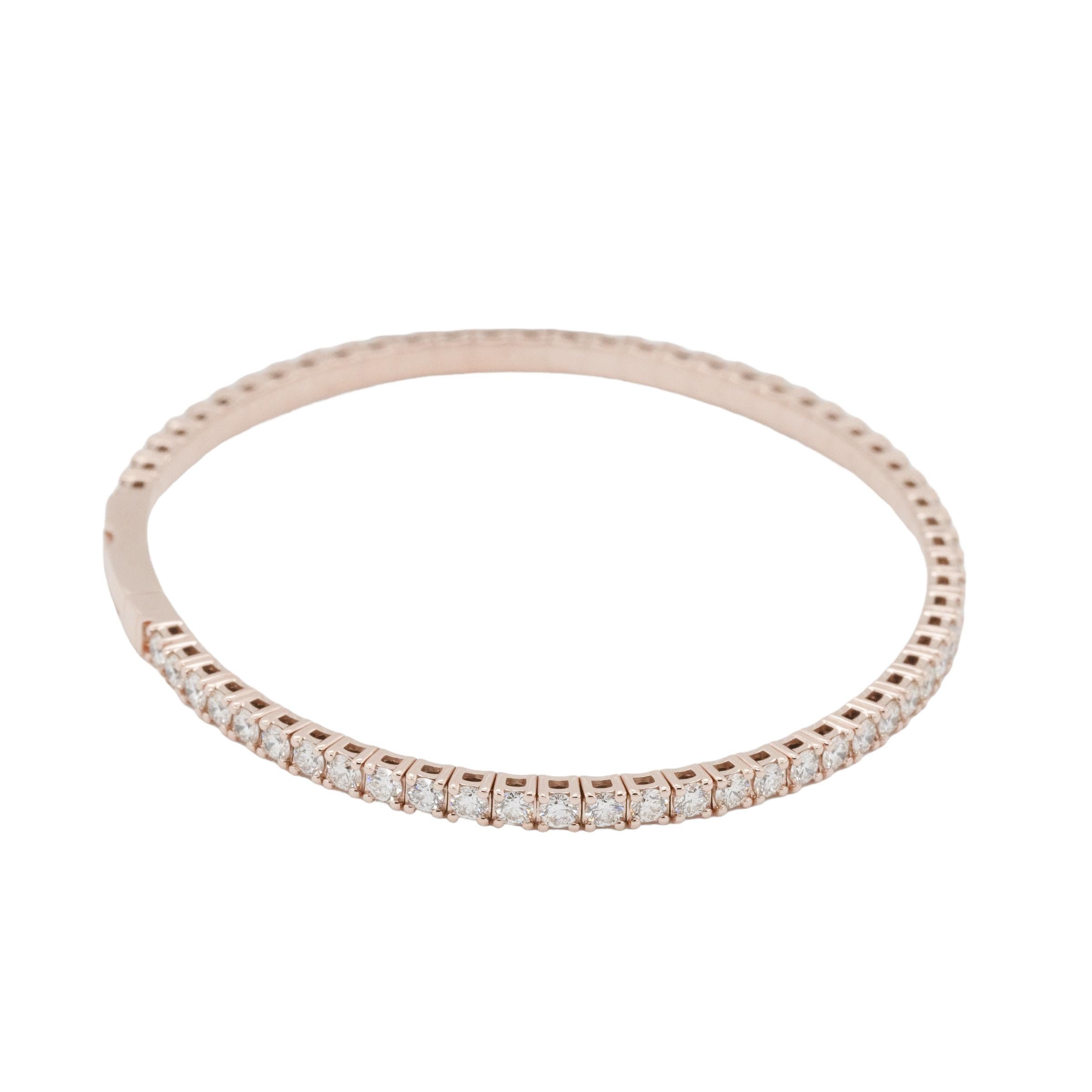 Brazalete elástico estilo tenis con diamantes naturales en oro rosa en Nuevo estado para la venta en Boca Raton, FL