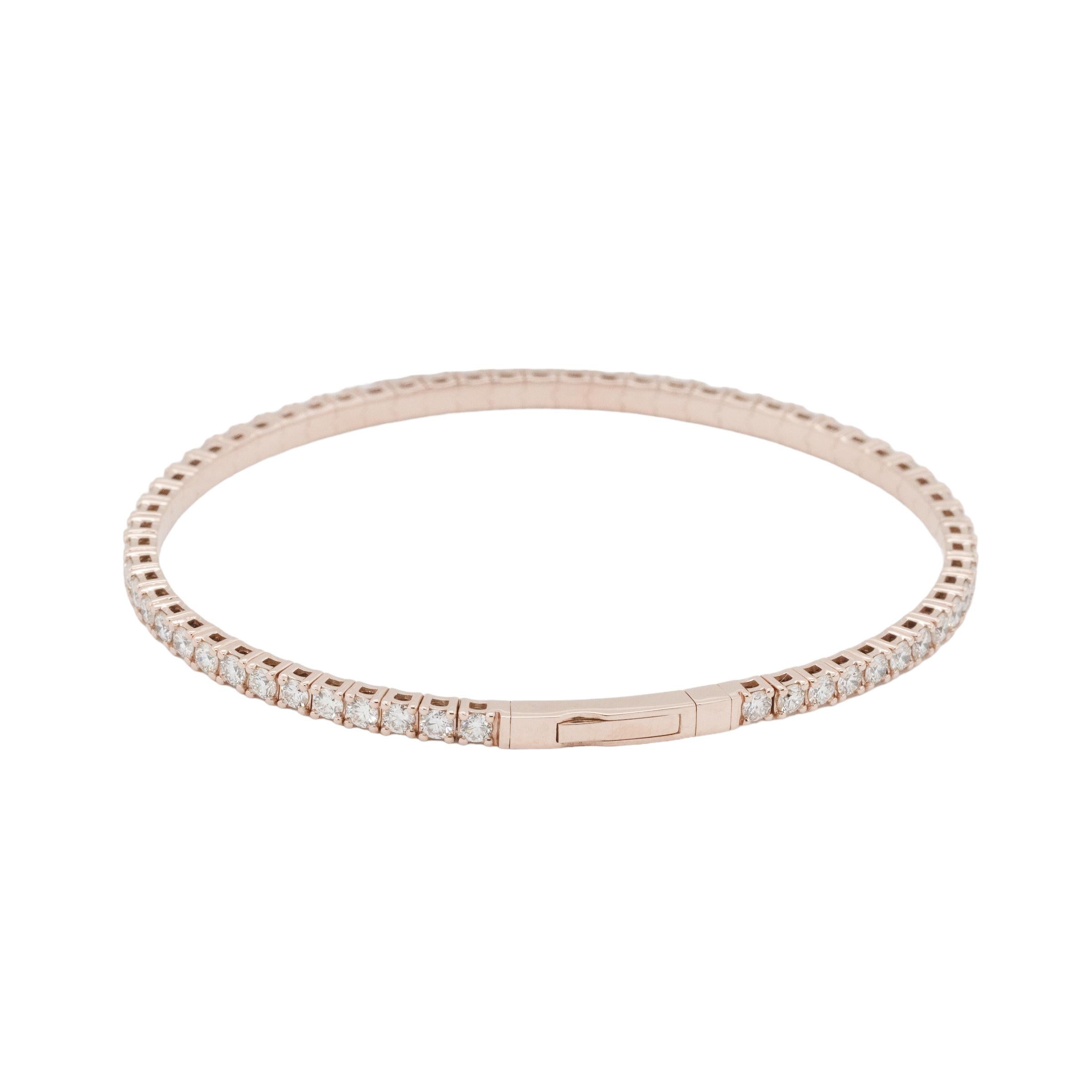 Femenino o masculino Brazalete elástico estilo tenis con diamantes naturales en oro rosa en venta