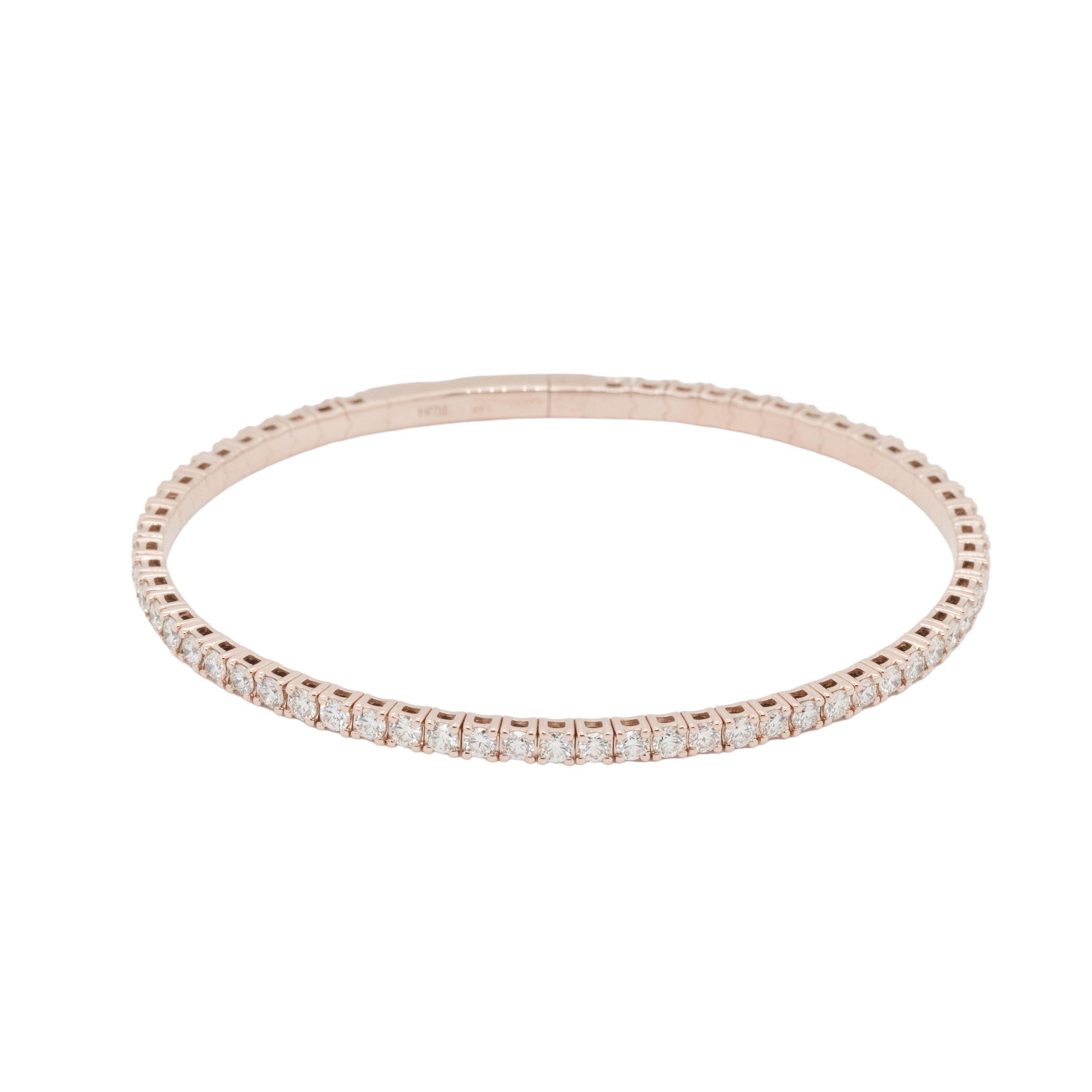 Brazalete elástico estilo tenis con diamantes naturales en oro rosa en venta 1