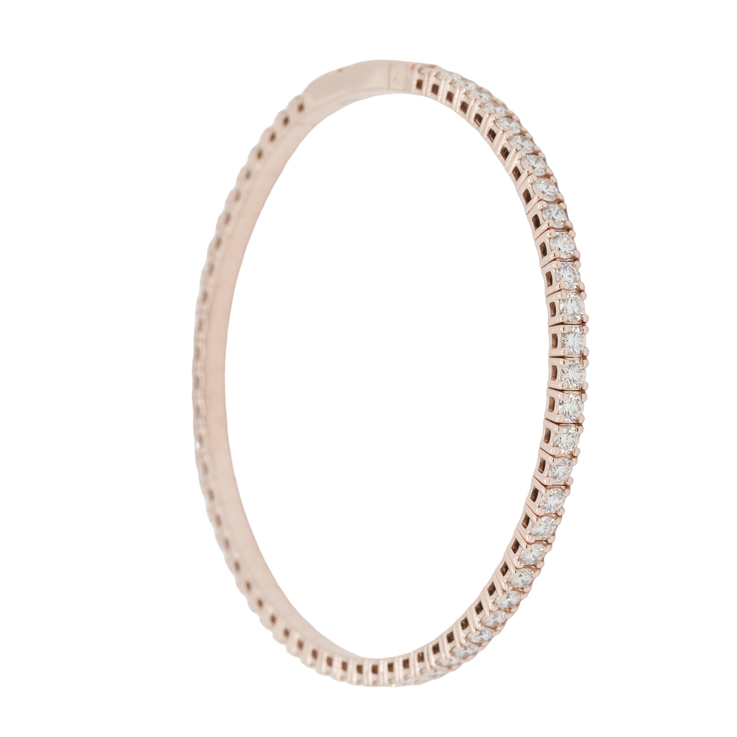 Brazalete elástico estilo tenis con diamantes naturales en oro rosa en venta 2