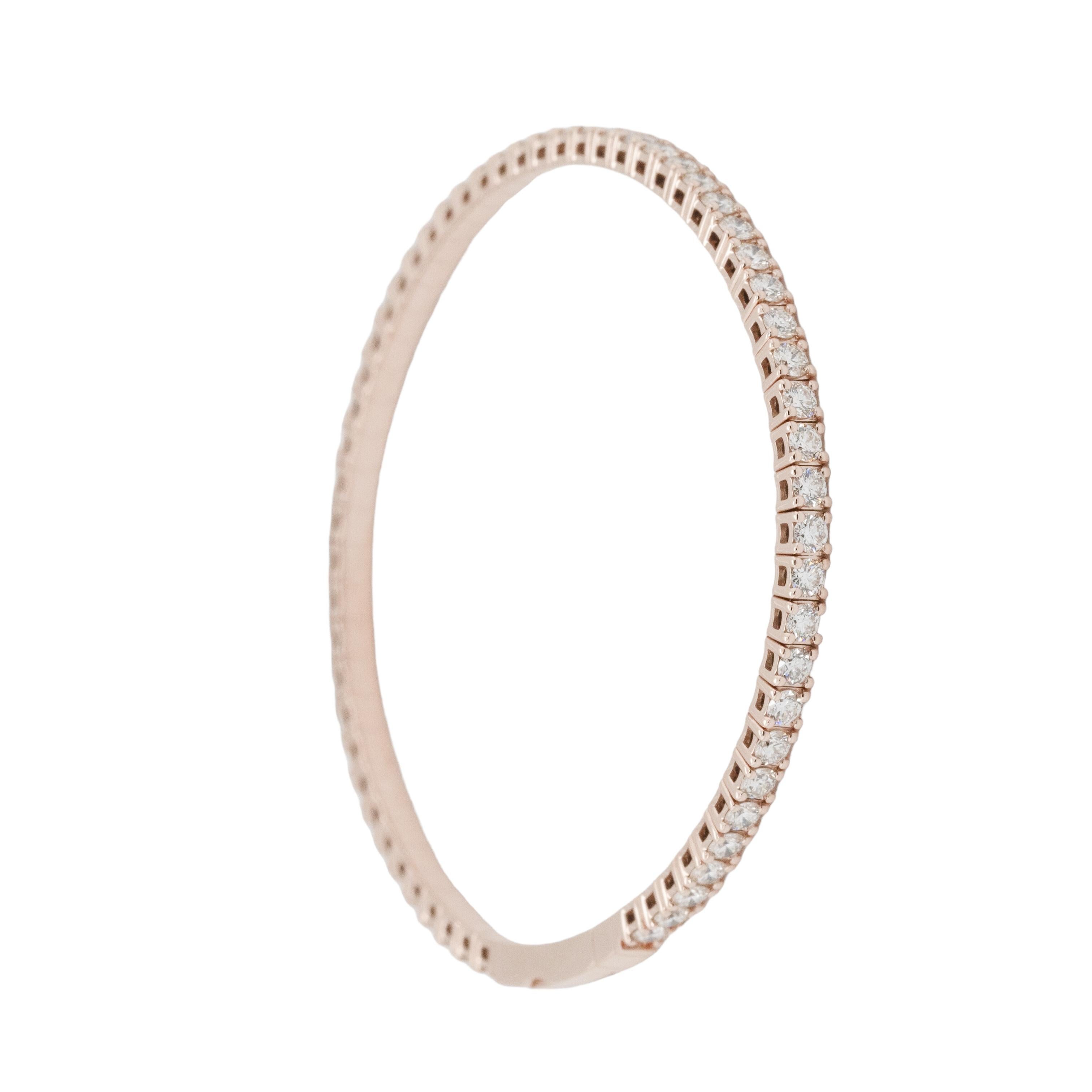 Brazalete elástico estilo tenis con diamantes naturales en oro rosa en venta 3