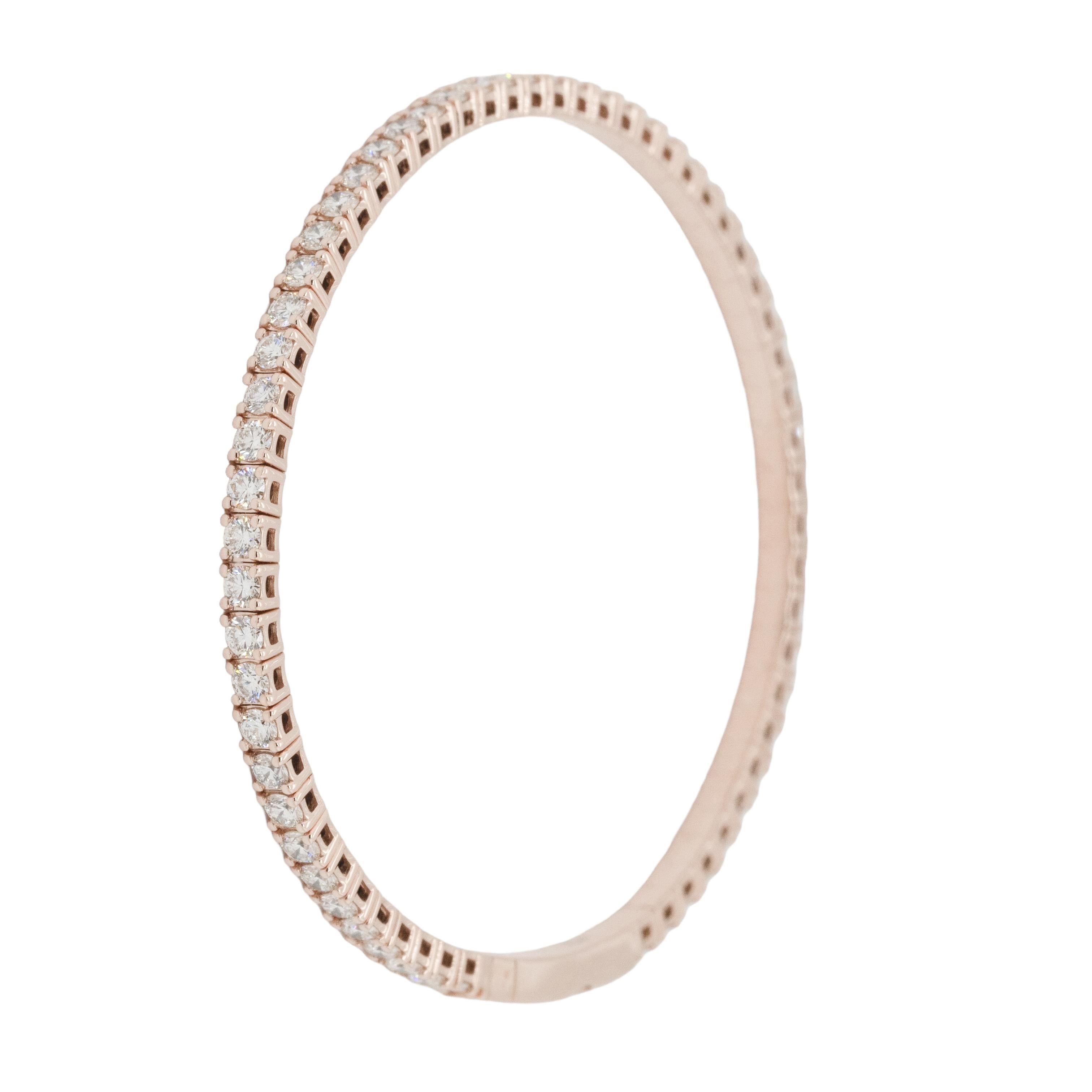 Brazalete elástico estilo tenis con diamantes naturales en oro rosa en venta 5