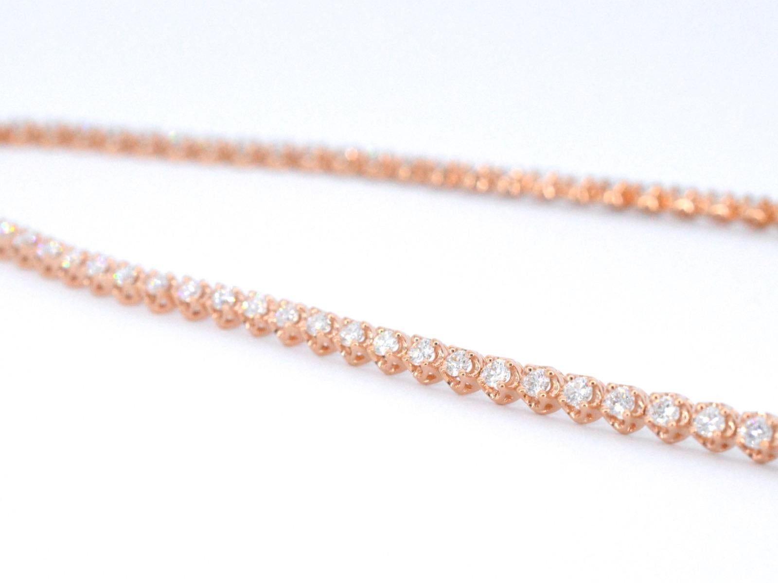 Rose Gold Necklace with 107 Brilliant Cut Diamonds For Sale 1