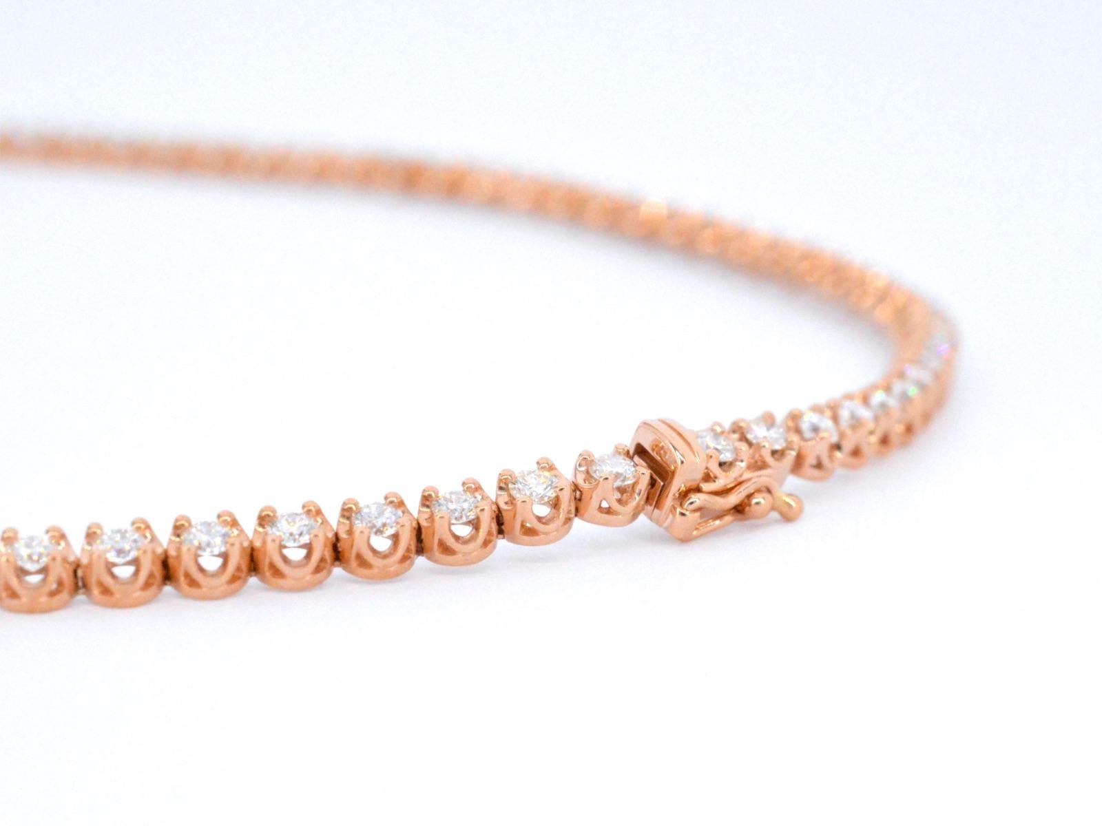 Rose Gold Necklace with 107 Brilliant Cut Diamonds For Sale 3