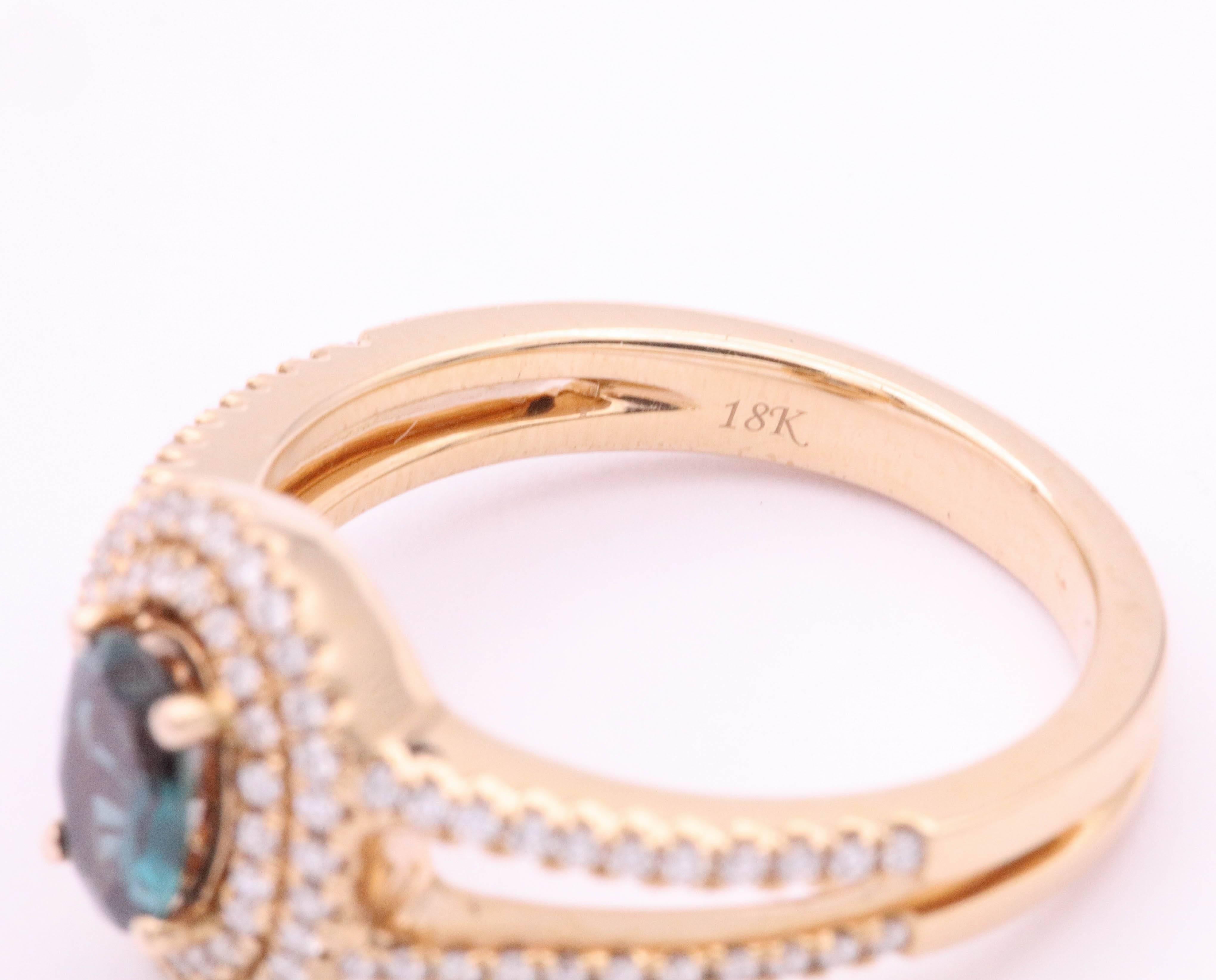Rose Gold Oval Alexandrite and Diamond Ring 0.58 Carat In New Condition In New York, NY
