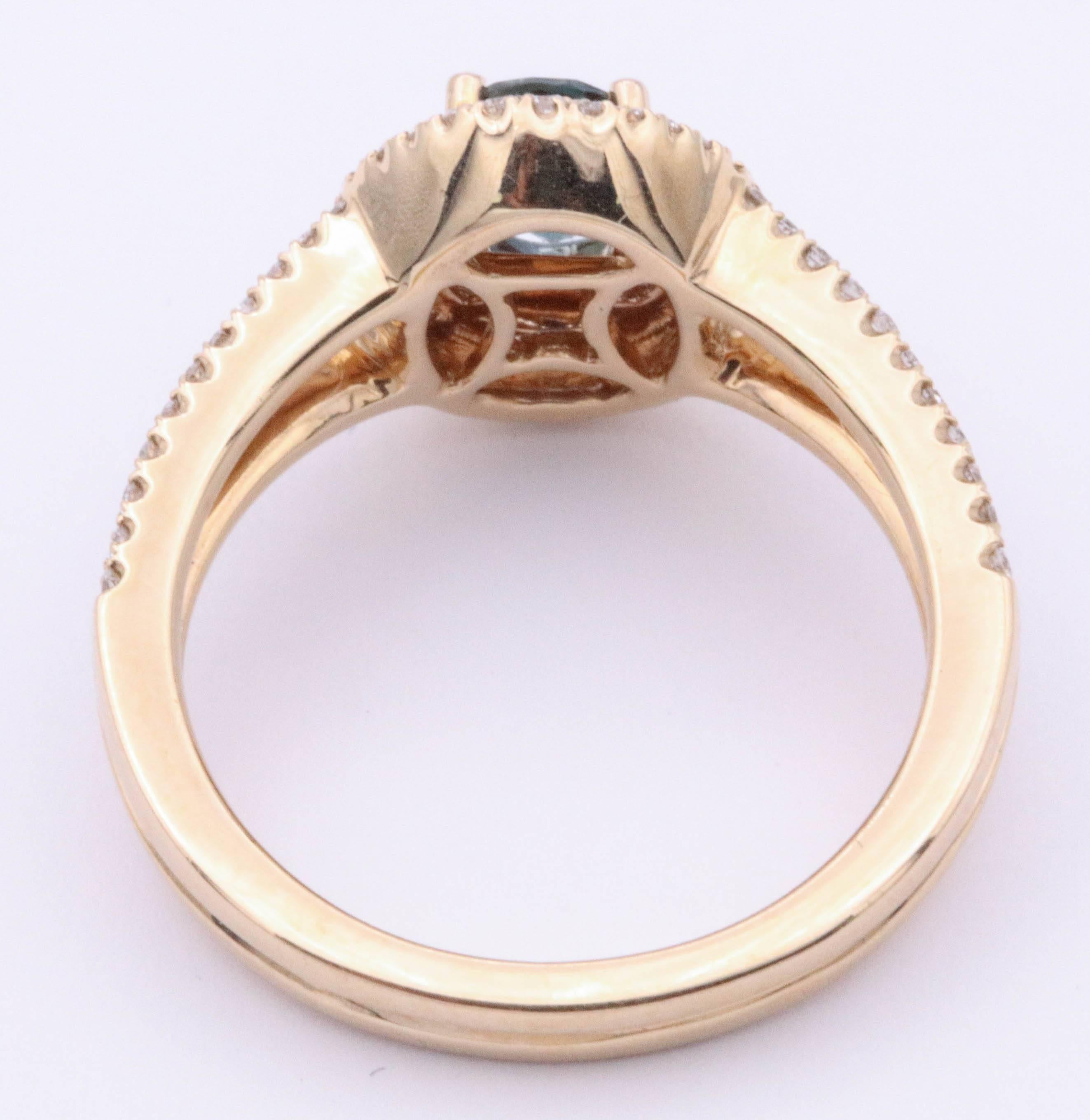 Rose Gold Oval Alexandrite and Diamond Ring 0.58 Carat 1
