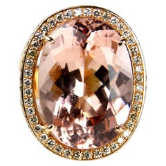 Retro Rose Gold Oval Morganite Diamond Ring