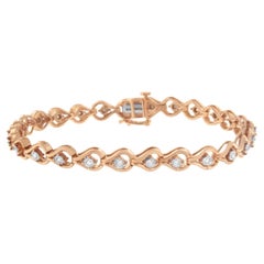 Rose Gold über Sterlingsilber 1/4 Cttw Diamant Tropfenförmiges Gliederarmband in Tropfenform