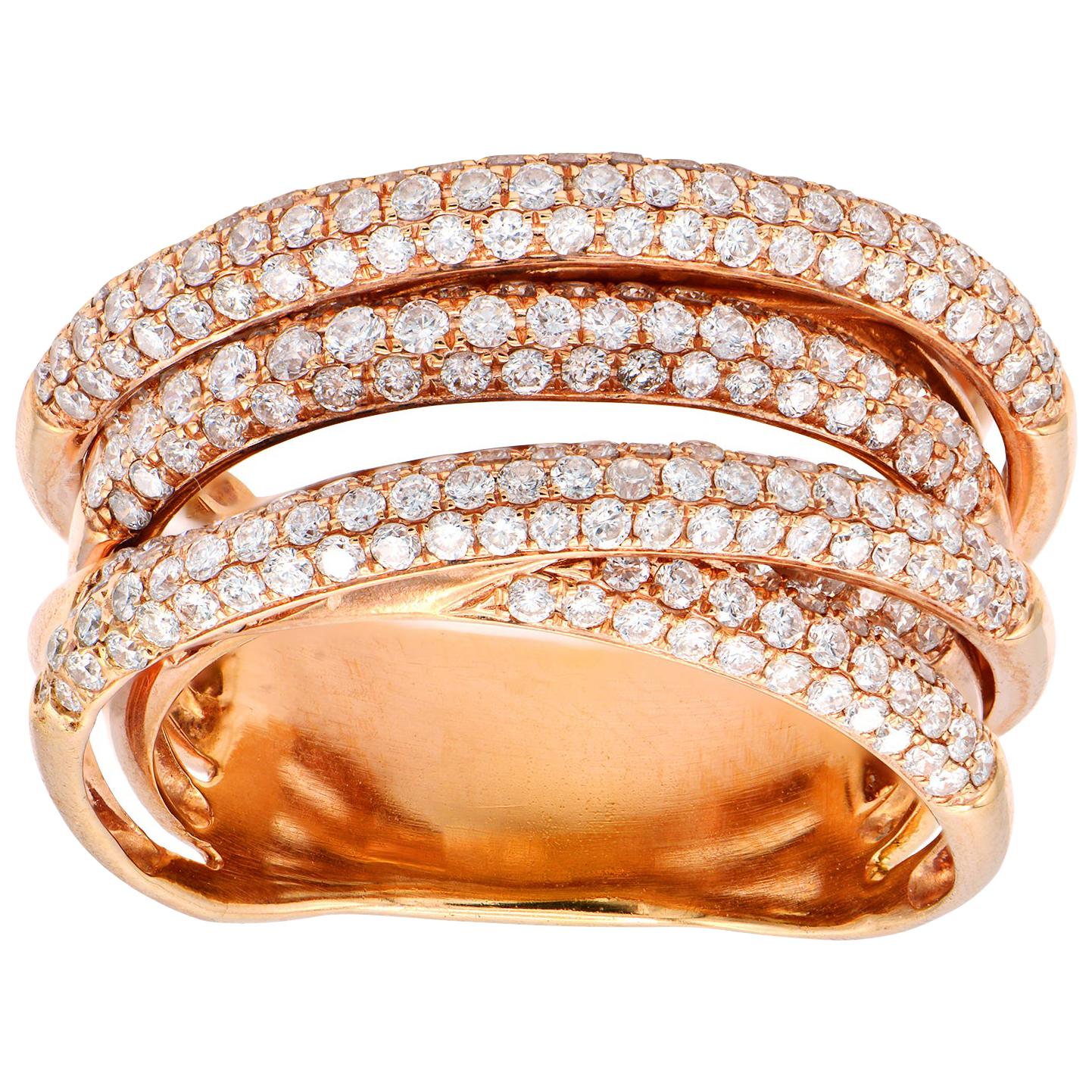 Rose Gold Overlap Band Diamond Ring