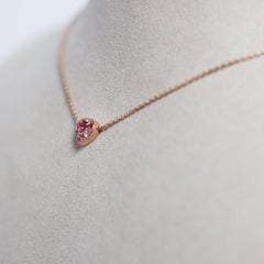Rose Gold Padparadscha Sapphire Pink Spinel Diamond Pave Pendant Necklace