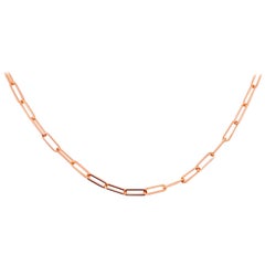 Paper Clip Chain, 2.1 mm 18 Inch Flat Chain Necklace Yellow, White or Rose Gold