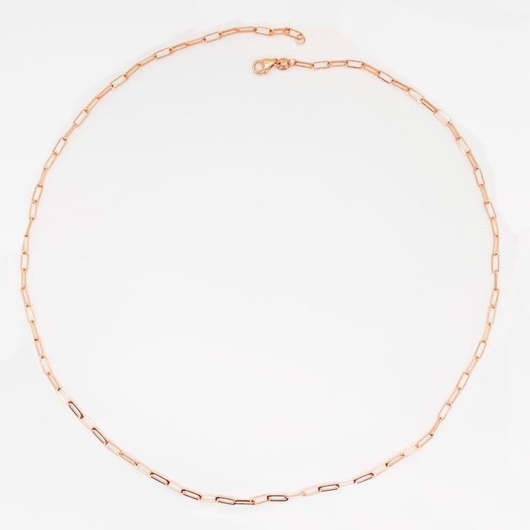 Rose Gold Paper Clip Chain 14 Karat Pink Gold Flat Chain Necklace 2.1