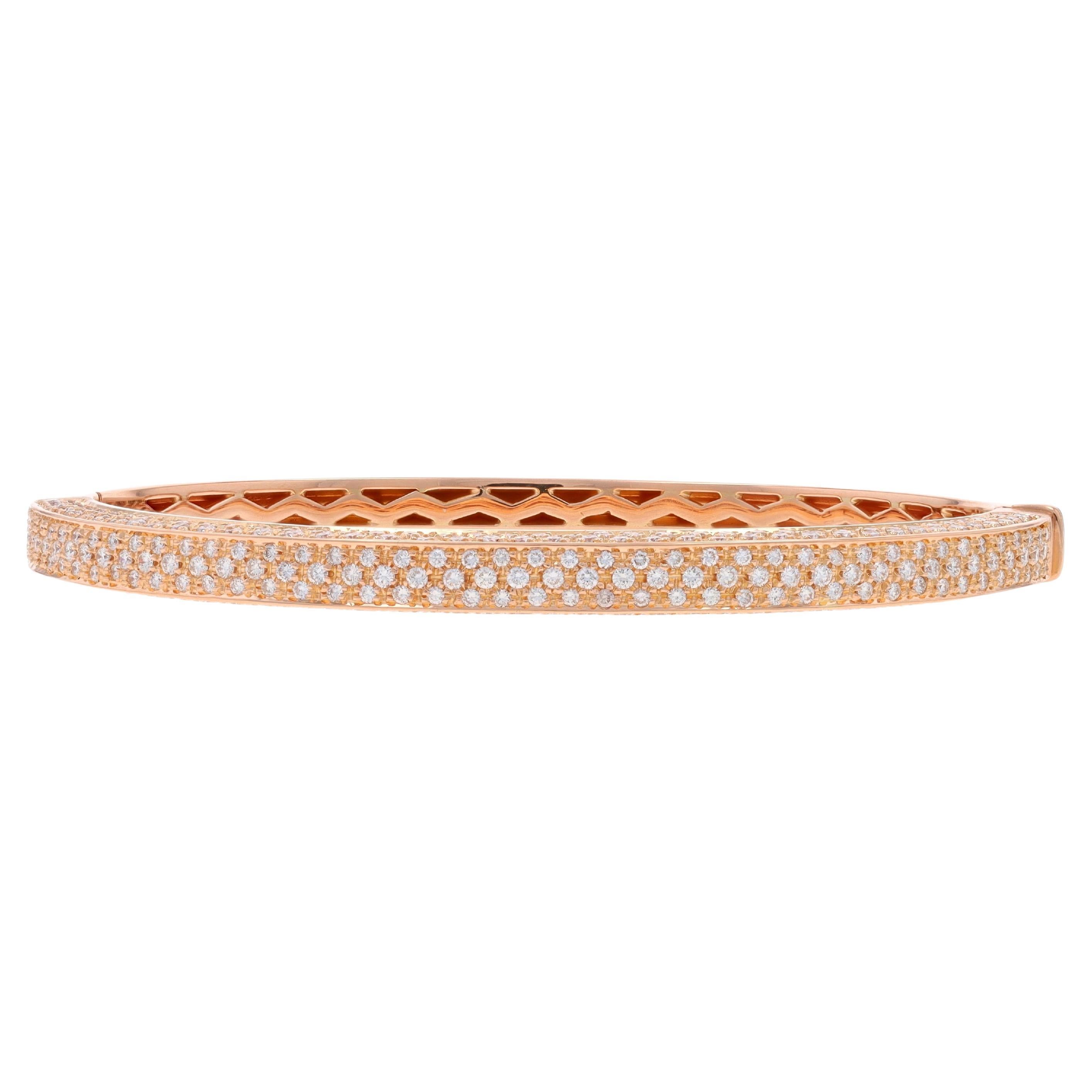 Bracelet en or rose avec pavé de diamants ovales - 18k Round Brilliant 3.78ctw