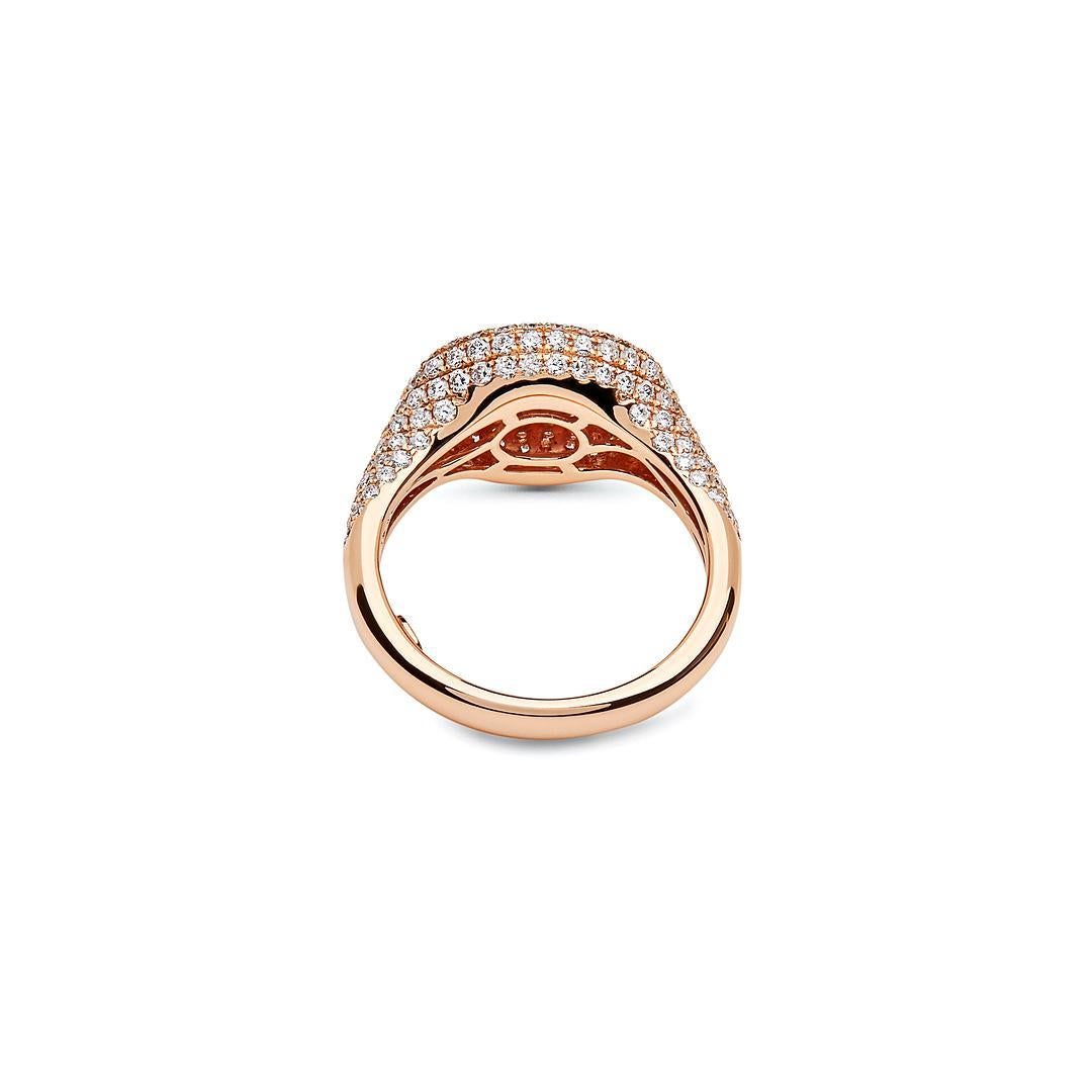 Modern  Rose Gold Pave Diamond Set Signet Ring For Sale
