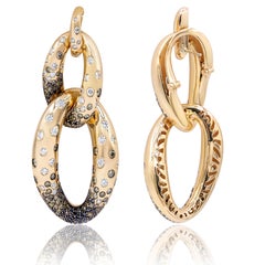 Diana M 18 Kt Rose Gold 8.00 Ct Diamond Pave Linked Earrings