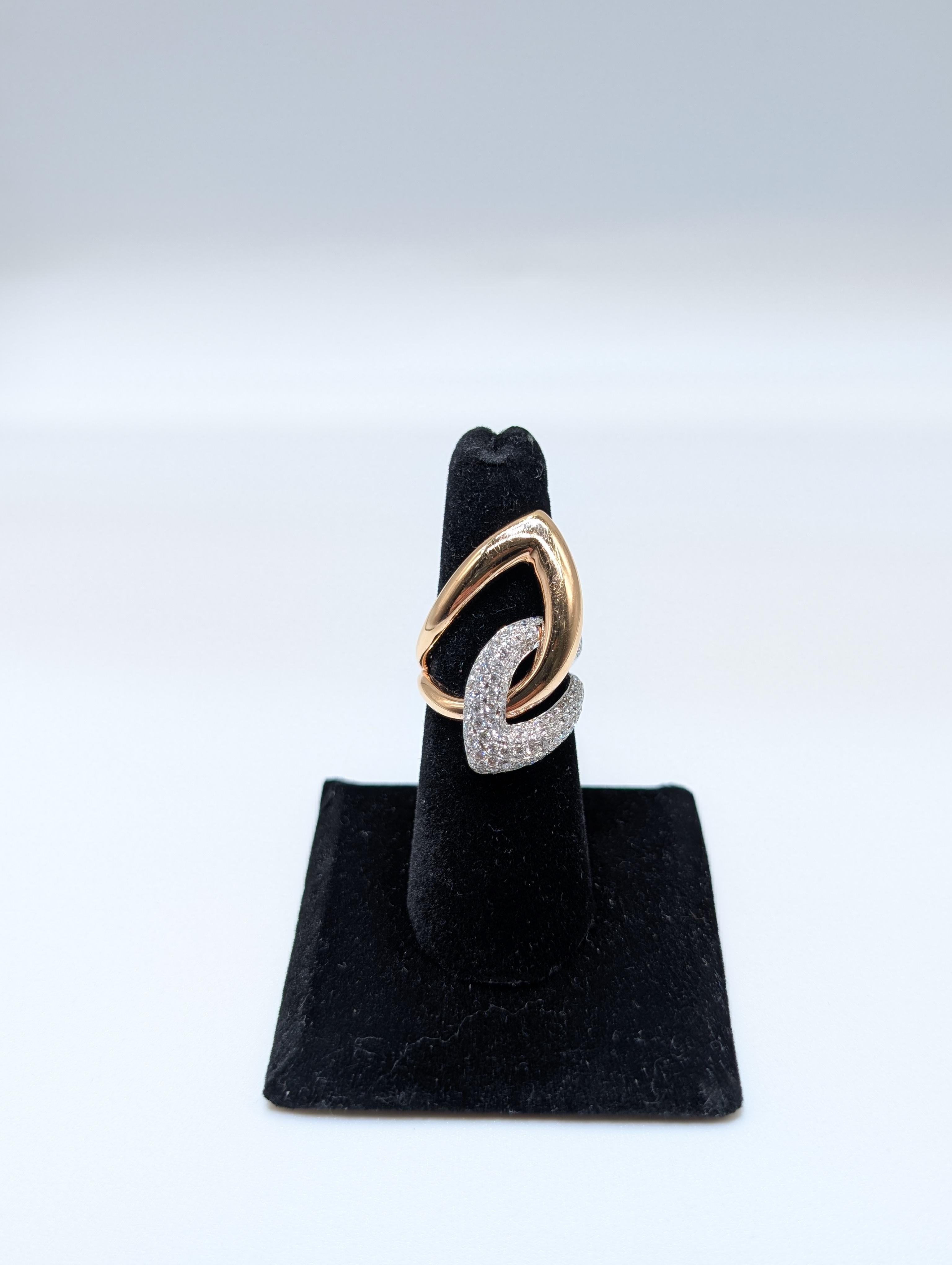Rose Gold Pave Set Diamond Cocktail Fashion Ring For Sale 1