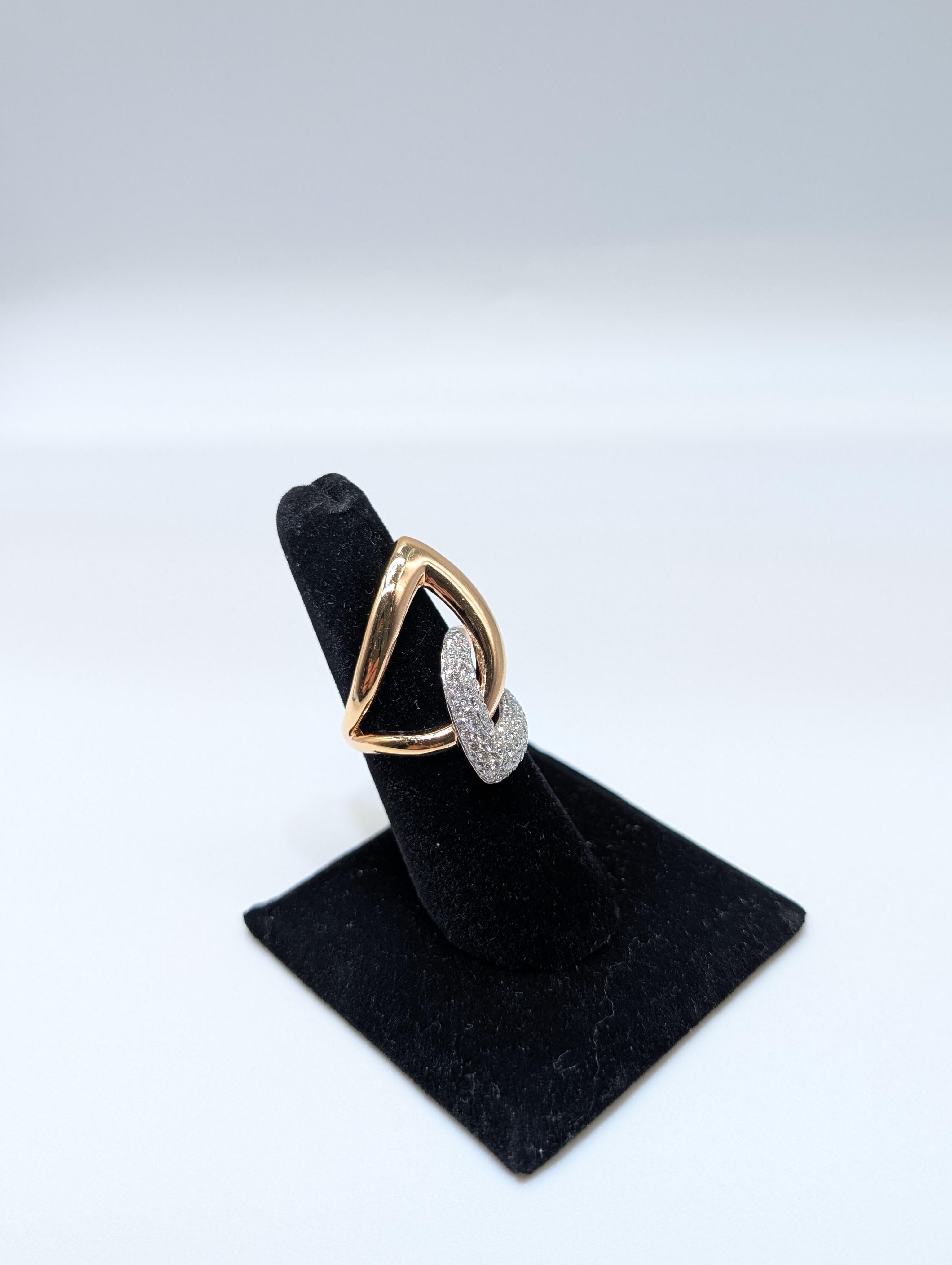 Rose Gold Pave Set Diamond Cocktail Fashion Ring For Sale 3