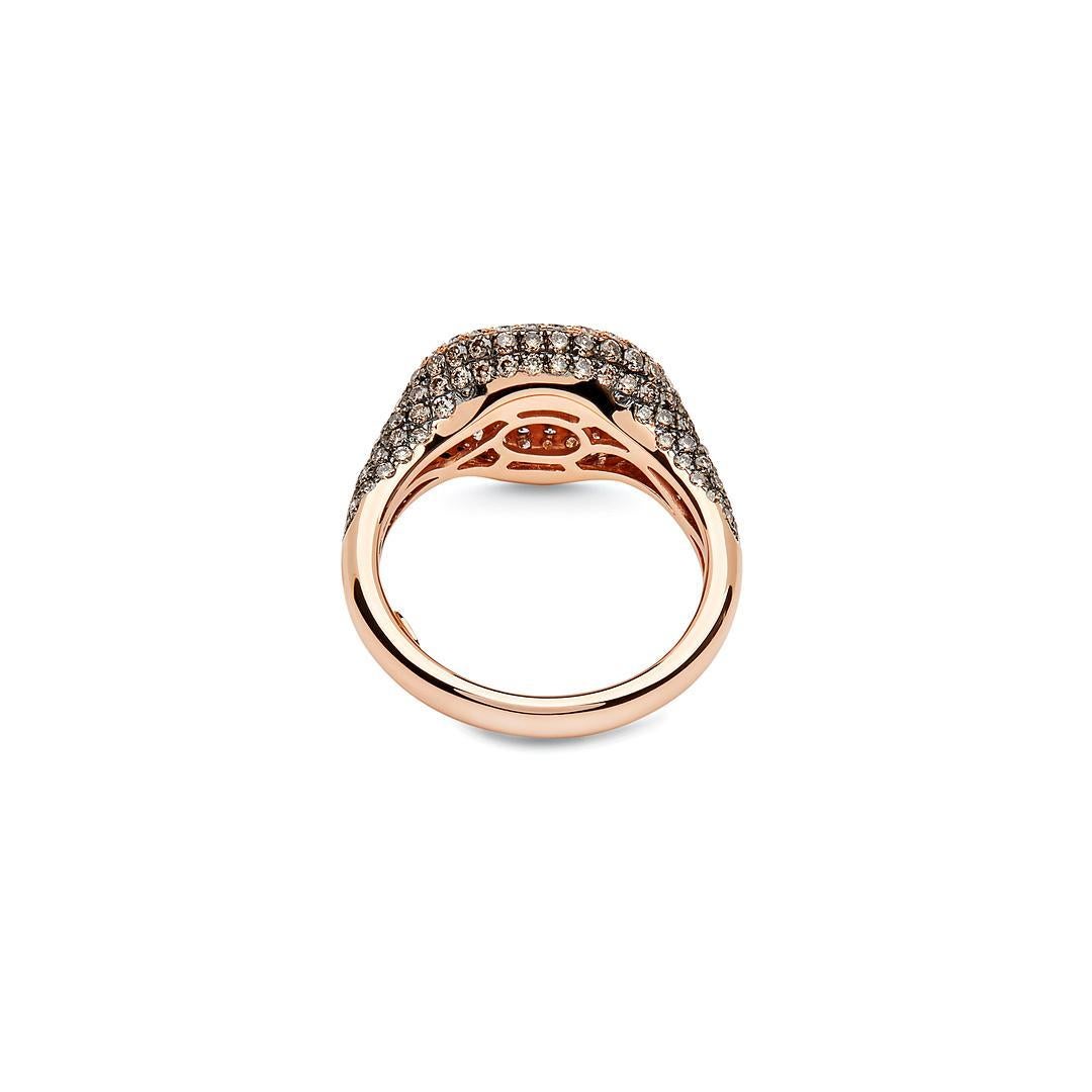 Modern  Rose Gold Pave Set Two Tone Diamond Signet Ring For Sale