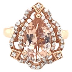 Rose Gold Pear Shaped Natural 2.79 Ct Morganite Cocktail Ring