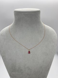 Collier à pendentif en or rose 18 carats avec tourmaline et diamants