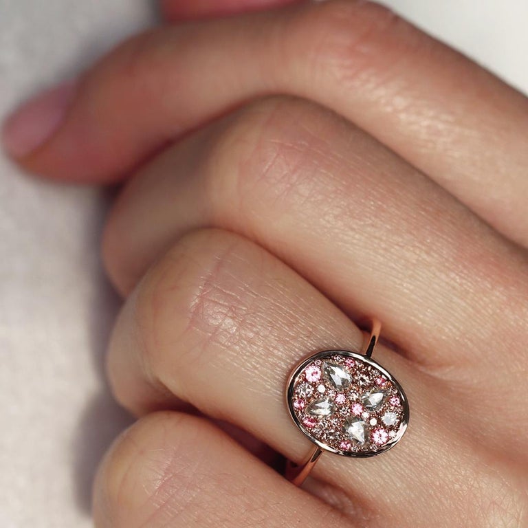 Rose Gold Pink Diamond Rose-Cut Diamond Intense Pink Spinel Pave Ring ...