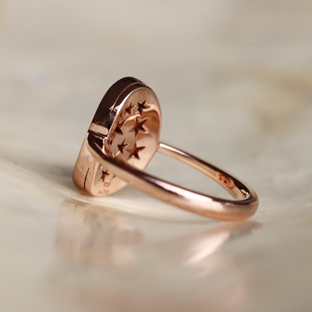 Women's Rose Gold Pink Diamond Rose-Cut Diamond Intense Pink Spinel Pave Ring For Sale
