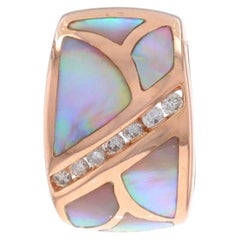 Rose Gold Pink Mother of Pearl & Diamond Slide Pendant - 14k .15ctw