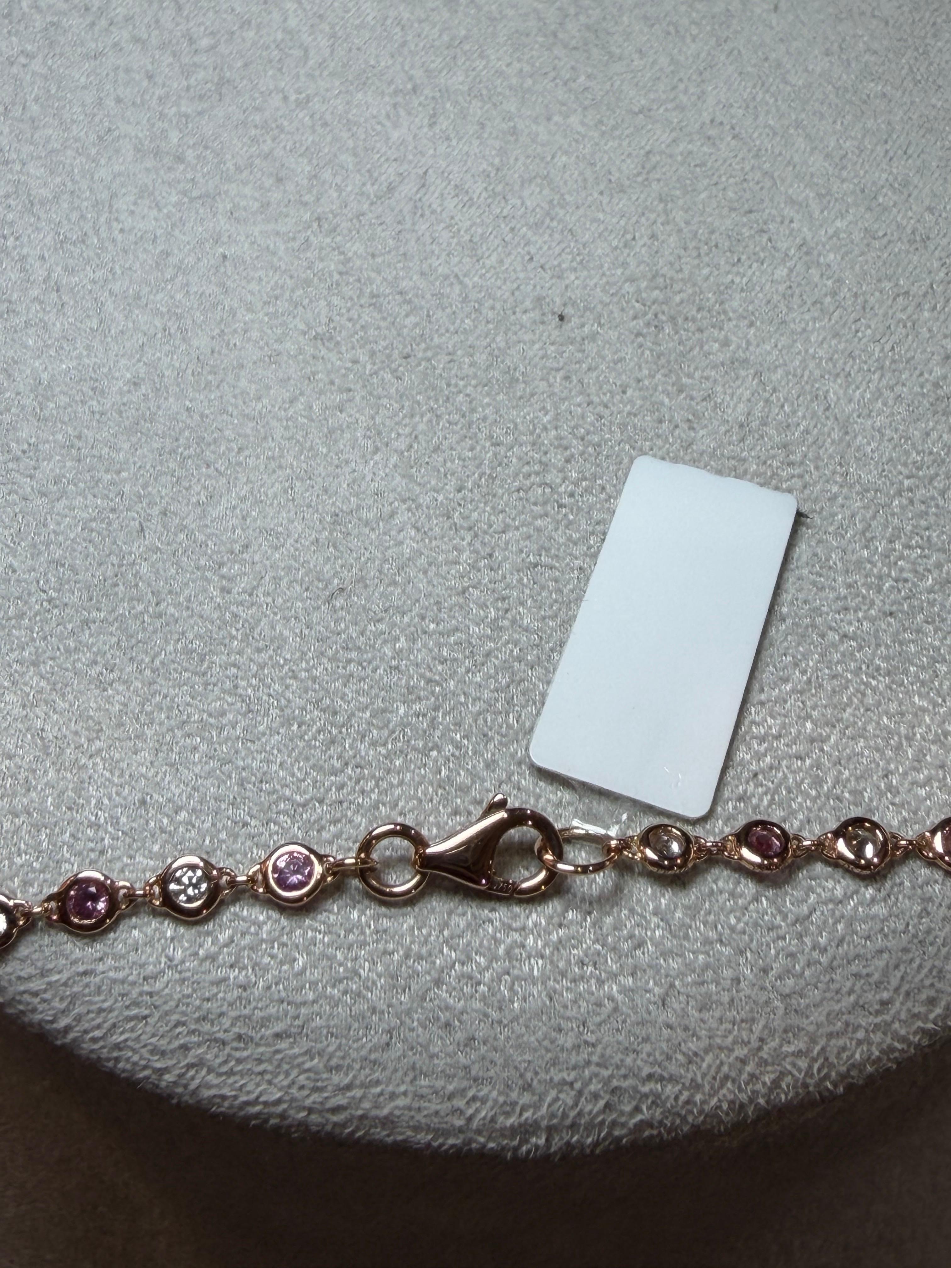 Collar de Zafiro Rosa y Diamante Blanco en Oro Rosa en Nuevo estado para la venta en Marlow, GB