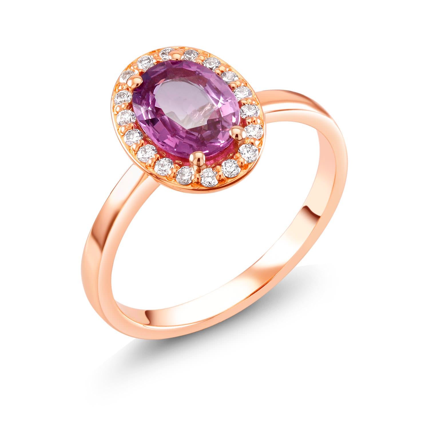 Women's OGI Ceylon Pink Sapphire and Diamond Rose Gold Cocktail Cluster Ring