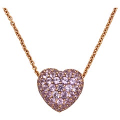 Rose Gold Pink Sapphire Heart Shaped Pendant Necklace