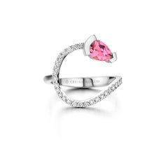 Rose Gold Pink Tourmaline Diamond Cocktail Ring