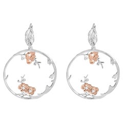 Roségold vergoldet .925 Sterlingsilber 1/10 Cttw Diamant-Ohrringe mit Blumenmuster