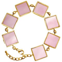 Rose Gold-Plated Contemporary Ink Bracelet by the Artist with Rose Onyx