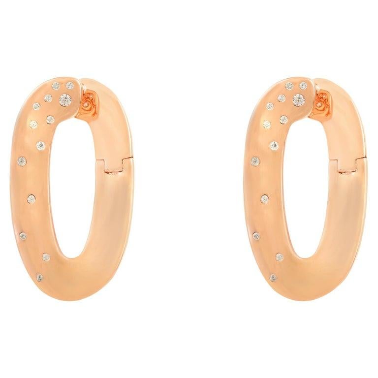 Pendientes geométricos chapados en oro rosa con cierre de bisagra en joyería de plata en venta 3