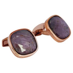 Rose Gold Plated Red Faceted Bezel Cufflinks (Limited Edition)