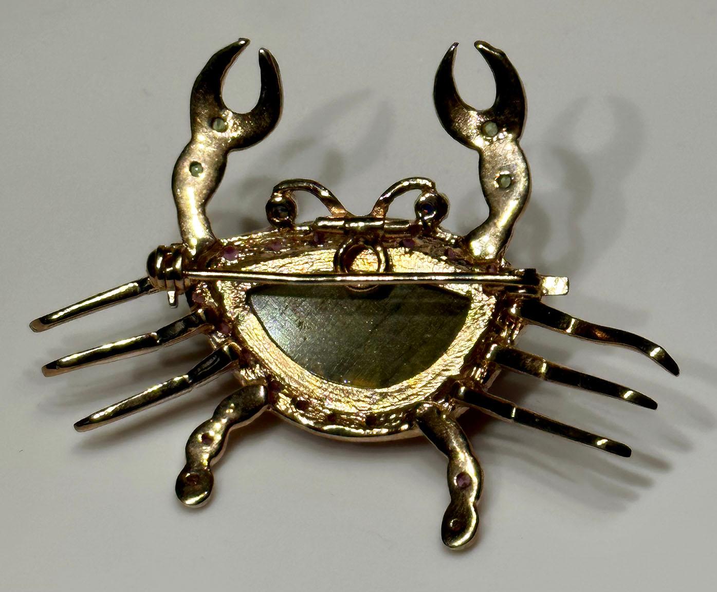 Rose Gold Plated Silver Crab Brooch/Pendant  5