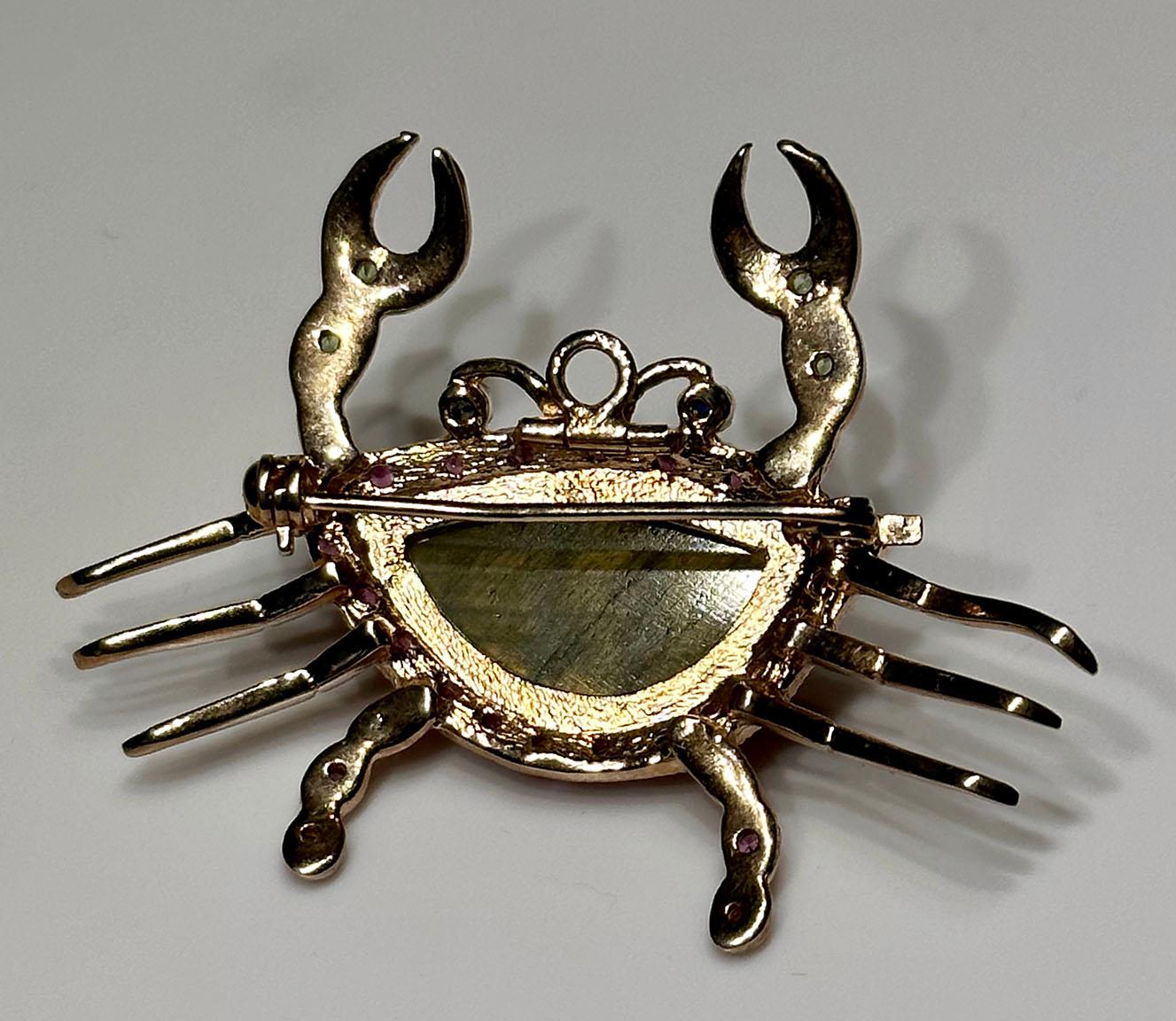 Rose Gold Plated Silver Crab Brooch/Pendant  6
